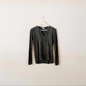 VINTAGE! LUCKY BRAND! GRAY OLIVE LONG SLEEVE  WOMEN’S BLOUSE!